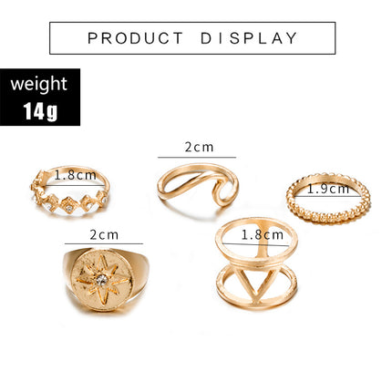 Star and Diamond Triangle Wave Set of Five Rings