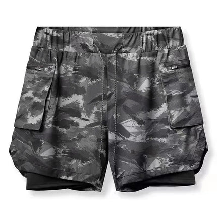 Pantalones cortos transpirables de secado rápido para deportes de fitness con múltiples bolsillos de verano para hombres