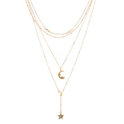 Moon Pentagram Multilayer Necklace