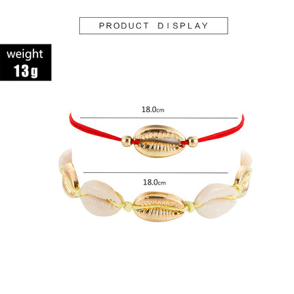 Small Red Rope Bead Shell Pendant Beach Alloy Anklet