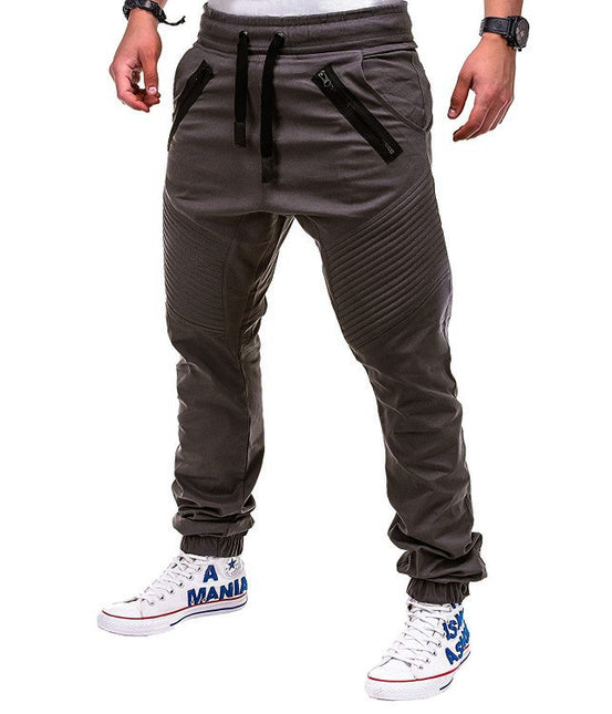 Wholesale Men's Casual Tether Double Zipper Elastic Sports Drop Pants