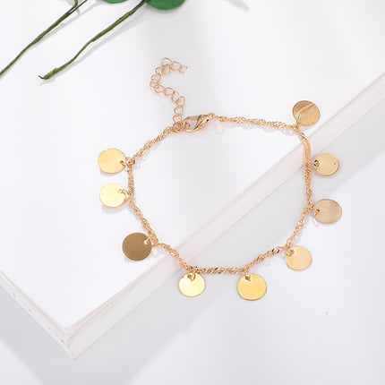 Disc Sequin Pendant Alloy Single Layer Anklet