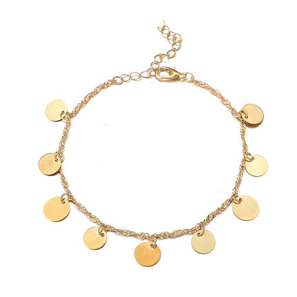 Disc Sequin Pendant Alloy Single Layer Anklet