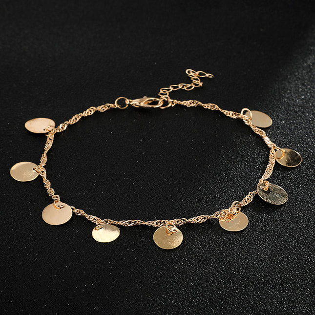 Disc Sequin Pendant Alloy Single Layer Anklet