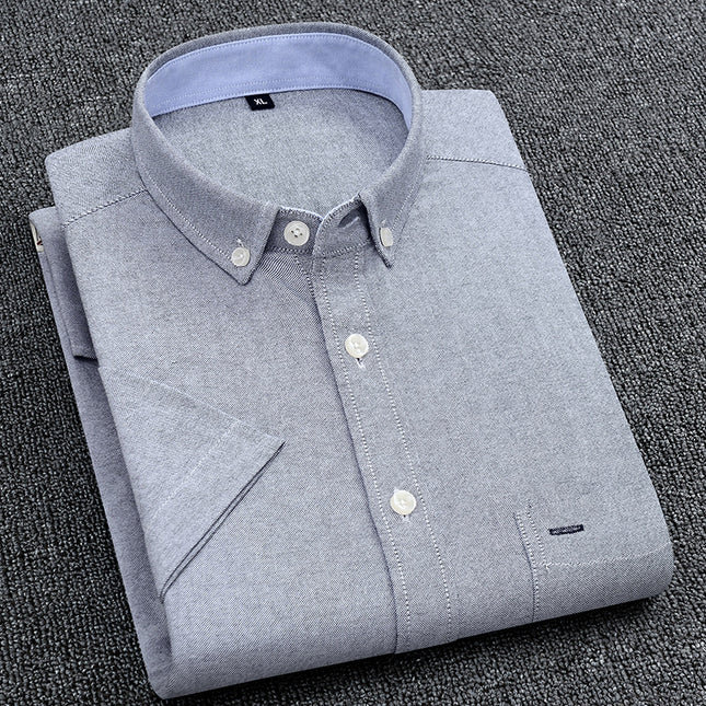 camisa de hombre casual de color sólido lavado de manga corta de algodón