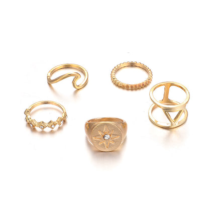 Star and Diamond Triangle Wave Set of Five Rings