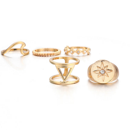 Star and Diamond Triangle Wave Set of Five Rings