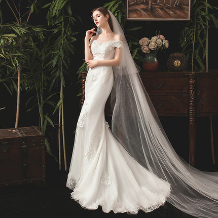 Braut schulterfreies französisches schlankes Meerjungfrau-Hochzeitskleid