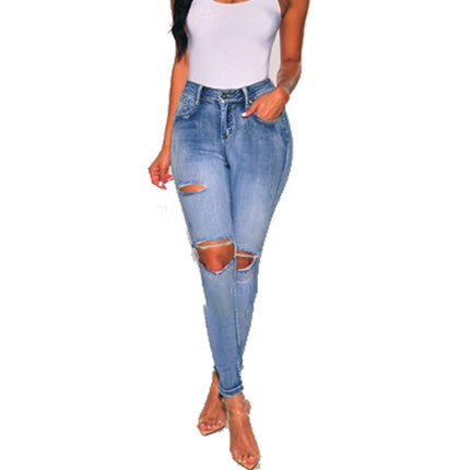 Wholesale Spring Ripped Sexy Ladies Low Rise Slim Jeans