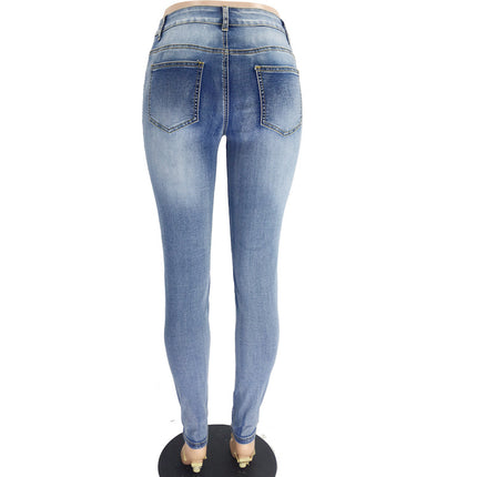 Wholesale Spring Ripped Sexy Ladies Low Rise Slim Jeans
