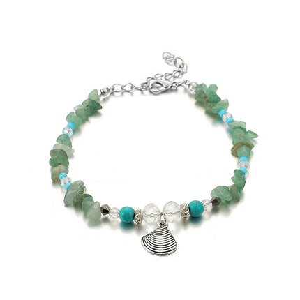 Fashion Creative Gravel Beads Turquoise Alloy Shell Single Layer Anklet