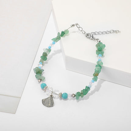 Fashion Creative Gravel Beads Turquoise Alloy Shell Single Layer Anklet