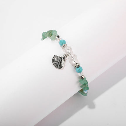 Fashion Creative Gravel Beads Turquoise Alloy Shell Single Layer Anklet