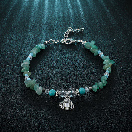 Fashion Creative Gravel Beads Turquoise Alloy Shell Single Layer Anklet