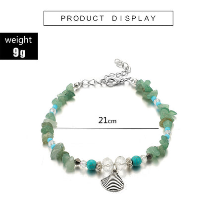 Fashion Creative Gravel Beads Turquoise Alloy Shell Single Layer Anklet