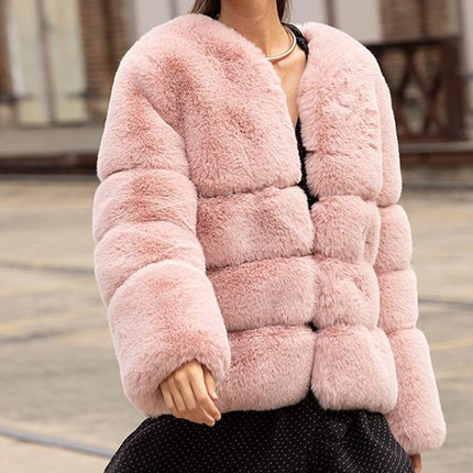 Wholesale Women's Winter Short Faux Fox Fur Slim Fur Jacket Outerwear