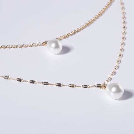 Collar colgante de perlas de gota de doble capa simple de moda al por mayor