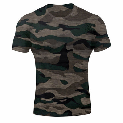 Camiseta deportiva de manga corta para hombre, informal, elástica, de color sólido