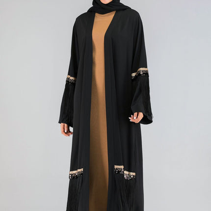 Cárdigan Abaya con borlas de lentejuelas a la moda de Turquía de Oriente Medio