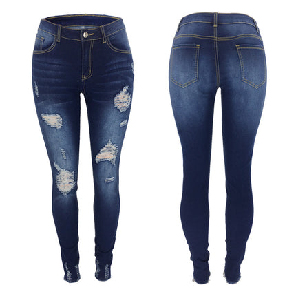 Wholesale Women's Spring Ripped Skinny Slim Pencil Jeans