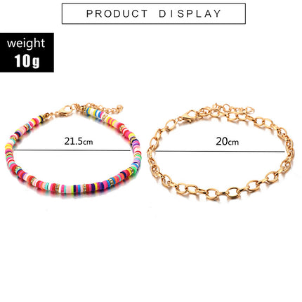 Simple Alloy Diamond Color Round Anklet Set Combination