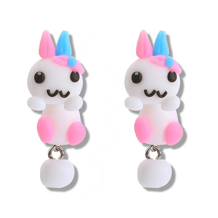 Handgemachte niedliche bunte Kaninchen-Schleim-Ohrringe
