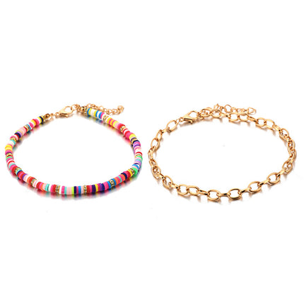 Simple Alloy Diamond Color Round Anklet Set Combination