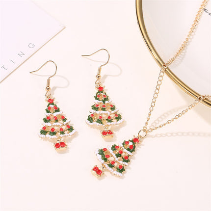 Christmas Oil Dripping Christmas Tree Earrings Necklace