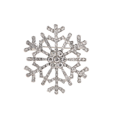 Pin de ramillete de diamantes de imitación, broche de copo de nieve creativo de estilo navideño