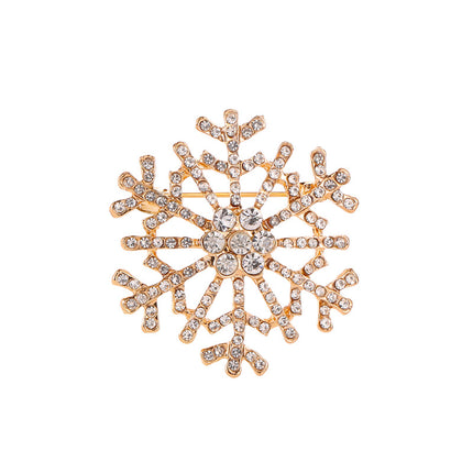Pin de ramillete de diamantes de imitación, broche de copo de nieve creativo de estilo navideño