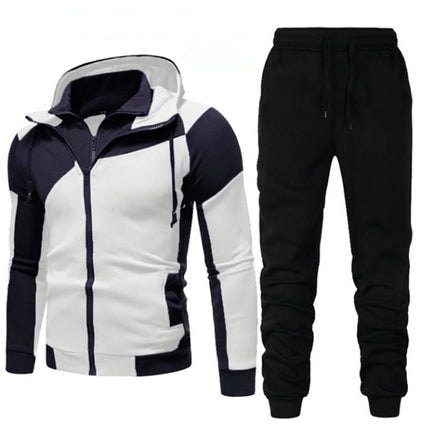 Wholesale Men's Double Zip Hooded Cardigan Hoodies Jogger Two Piece Set