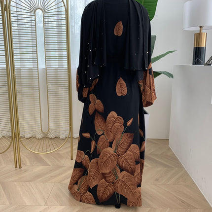 Middle Eastern Arabian Lantern Sleeve Cardigan Robe Muslim Abaya