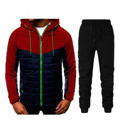 Wholesale Men's Zipper Cardigan Hooded Hoodies Jacket Jogger Set