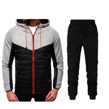 Wholesale Men's Zipper Cardigan Hooded Hoodies Jacket Jogger Set