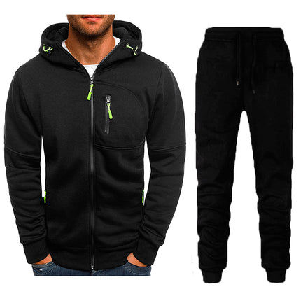 Wholesale Men's Sports Casual Cardigan Hoodie Jogger Two Piece Set