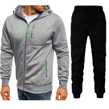 Wholesale Men's Sports Casual Cardigan Hoodie Jogger Two Piece Set