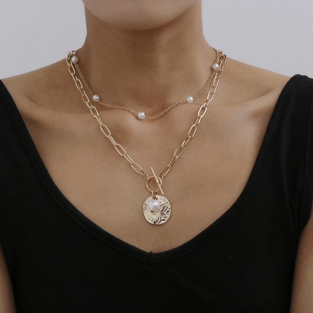 Art- und Weiseeinfache Perlen-mehrschichtige Halsketten-Metallketten-Umbau-Halskette