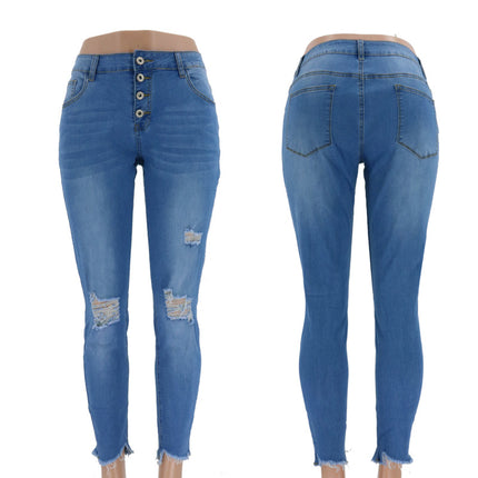 Jeans de cintura alta elásticos de primavera y verano para mujer