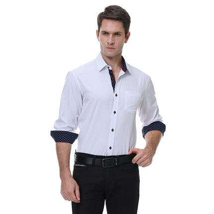 Camisa de manga larga de negocios sin planchar para hombres de moda