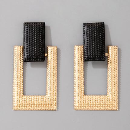 Rectangular Creative Gold Frosted Stud Earrings