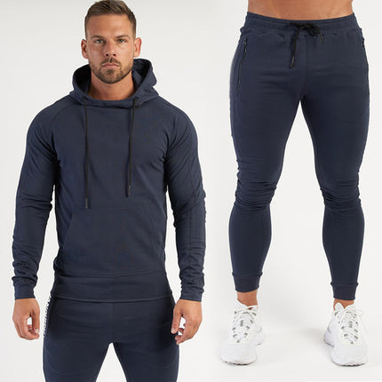 Wholesale Men's Sports Leisure Two-Piece Set Fitness Hooded Hoodies Joggers