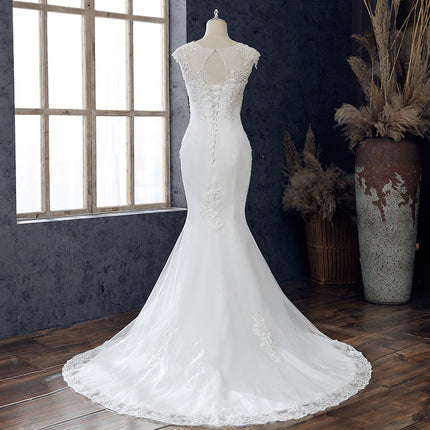 Brauthochzeits-einfaches Spitze-Nixe-schleppendes Hochzeits-Kleid