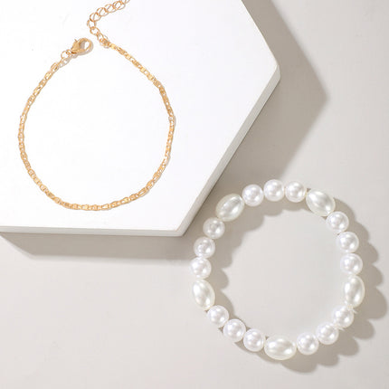 Pearl Anklet Fresh and Versatile Double Layered Simple Anklet