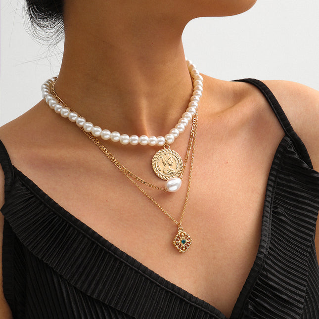 Großhandelsart- und weiselegierungs-Art- und Weiseeinfache mehrschichtige Perlen-Halskette