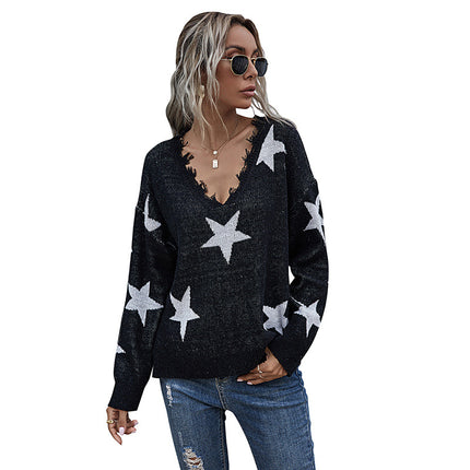 Wholesale Ladies Autumn and Winter V-neck Knitted Sweater