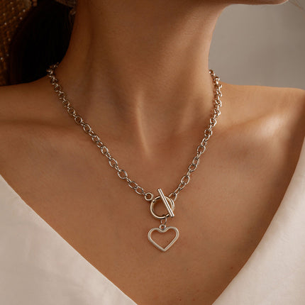 Love Word Button Clavicle Chain Sweater Chain Necklace