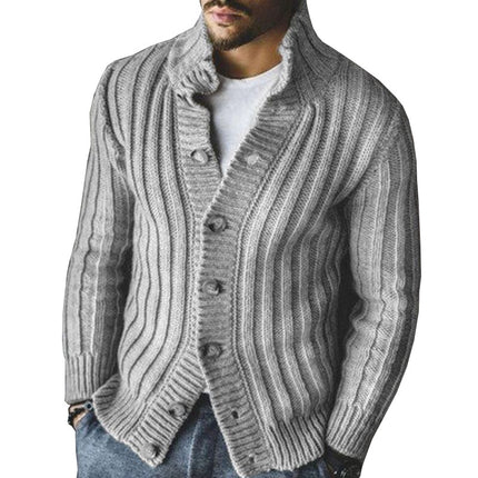 Wholesale Men's Casual Single Breasted Lapel Long Sleeve Sweater Jacket