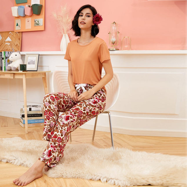 Damen-Pyjama-Print, Kurzarmhose, Homewear-Set
