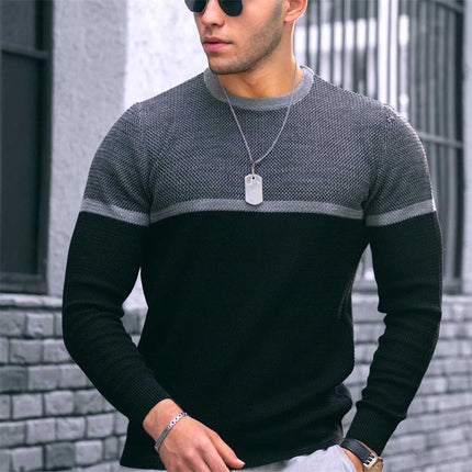 Wholesale Men's Spring Autumn Casual Plus Size T-Shirt Round Neck Knitwear Tops