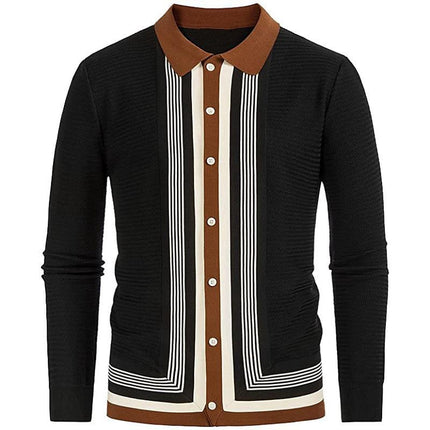 Wholesale Men's Spring Autumn Long-sleeved Striped Business Polo Shirt